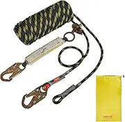 VEVOR Vertical Lifeline Assembly, 0.55'' x 25' Fall Protection Rope with 30 KN Breaking Tension, Polyester Roofing Rope with Steel Snap Hooks, Rope Grab, and Shock Absorber, ANSI Compliant