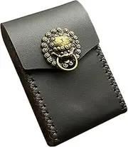 [Lorxilar] Leather Cigarette Case Box - Regular Size Cigarette Pocket Holder, Cigarette Case for Men and Women,One Size,Black