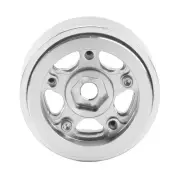 (Silver)4pcs RC Car Beadlock Wheels Rims 1.0 Inch RC Metal Wheels Rims For WP