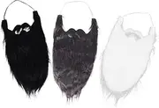 TOGEVAL 3pcs Fake Beards: Funny False Mustaches For Cartoon Characters- Cosplay Costume Whiskers - Halloween Party Supplies For Women Adults Disguising Facial Hair Accessories