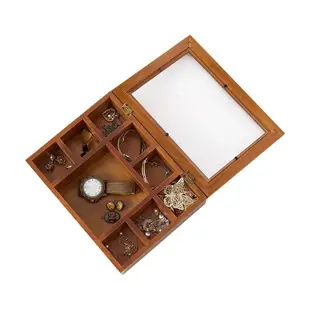 【樂嫚妮】 仿舊實木首飾盒 復古收納盒-9格/12格