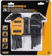 GEARWRENCH 26 Piece SAE/Metric Ball End Long Arm Hex Key Set - 83505