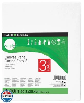 Daler-Rowney Simply Canvas Panel, 8x10 inches, 3 Pack - Artist Canvas for Oil