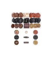 Large Wooden Buttons for Crafts - 100 PCs Decorative Assorted Crafted Carved ...