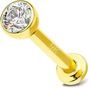 [OUFER] 9ct Real Solid Gold Helix Stud Earring 8mm Lip Bar Piercings Labret Studs 16G Monroe Rings Cartilage Tragus Conch Jewellery Women Gifts