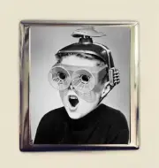 Retro Space Boy Cigarette Case Business Card ID Holder Wallet 1950's Quirky