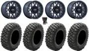 KMC Technic 15" Wheels Blue 32" Crawler XG Tires Textron Wildcat XX