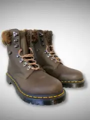Dr Martens Women's 1460 Serena Fur Collar Lining Boots Brown Size 9 Soft Warm