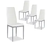 Giantex 4PCS PVC Leather Dining Chairs Upholstered Armless Chairs w/Metal Legs Home Office Chairs White