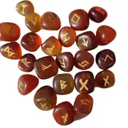 25pcs Natural Rune Stone Irregular Divination Rune Gift Decoration Red