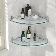 Bathroom Shelf, 2 Pack Glass Shelf Shower Organizer Corner Floating Shampoo Hold