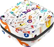 Period Bag,Sanitary Napkin Storage Bag,Colorful Music Notes,Tampon Bag for Purse
