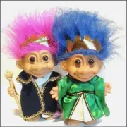 KING & QUEEN TROLLS Camelot Arthur Guinevere Royal FUCHSIA & BLUE HAIR Russ NEW