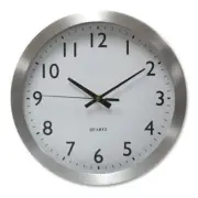 Universal Office Products UNV10425 Brushed Steel Finish Wall Clock, 12", Silver,