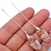 Natural Rosetta Picture Jasper 925 Sterling Silver Earrings Jewelry E-1089
