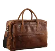 Pierre Cardin Rustic Leather Business Overnight Bag Cognac PC2802