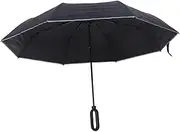 [FOMIYES] Compact Heavy Duty Rain Umbrella with Hook Design Bone Folding Umbrella for Travel Windproof Space Saving Protection Graphite for Outdoor Use