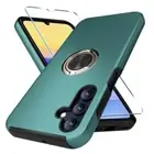 for Samsung Galaxy A15 5G Case with Tempered Glass Screen Protector, Green