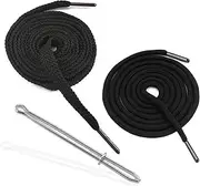WALWAL 2 Pack 51 Inch Replacement Drawstrings Cotton Drawstring Cord, Suitable for Sweatpants Hoodies Shorts, with Threader Tool(Black)