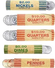 250 Coin Wrappers - Assorted Sizes - 100 Quarters, 50 Pennies, 50 Nickels and 50 Dimes - Made in USA - Durable Preformed Paper Tubes - Coin Rollers Wrappers