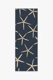 75' x 215' | Machine Washable Runner Rug | Kid & Pet Friendly | Indoor Rug | Starfish Navy Rug | Ruggable