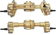 1/10 Front and Rear Axle Set for FMS FCX24 Brass Fr&on&t and Rear Portal Axle with Gear Drive Shaft Wheel Hex 1/24 RC Crawler Car Upgrade Parts Front&Rear Bridge Axle Set