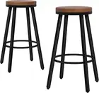 2X Bar Stools Retro Kitchen Vintage Dining Chair Industrial Wooden Counter Bar C