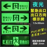 【防災消防】 優惠 夜光 緊急出口 方向標示牌 出口方向 左向 右向 雙向 避難器具 避難梯 螢光 PVC 滿版背膠