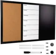 Excello Global Products Wall Board Combo Whiteboard Corkboard & Chalkboard: M...