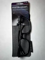 NEW!! Foster Grant Brandon Black Reading Glasses - +1.25