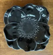 M studios Black Flower 8” Ceramic Pottery Plate Gorgeous Rare New