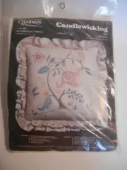 Charmin Candlewicking Jacobean Butterfly Pillow Kit NEW SEALED #04-464 Janlynn