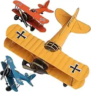 Levemolo 3Pcs Retro Metal Airplane Model Vintage Aircraft Desktop Decoration Lightweight for Home Office Present Giving Unique Plane Ornament