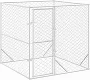 vidaXL Outdoor Dog Kennel, Spacious & Lockable Enclosure, Heavy-Duty Galvanised Steel, Ventilated Mesh Design, Suitable for Dogs, Chickens, Rabbits & Ducks, Silver.