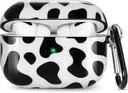 [Olytop] for Airpods Pro 2nd/1st Generation Case Cow 2019/2022/2023, Cute Air pods Pro Protective Cover Printed Hard Skin Women Girl for Apple iPod Pro 2/1 Gen Case with Keychain - Black Cow