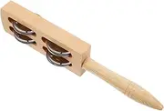 Abaodam Handheld Jingle Shaker Rattles Boys and Girls Music Instruments Bell Wooden Handle Latin Percussion Child-