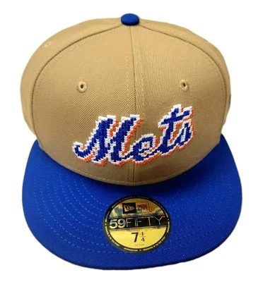 New York Mets 8 Bit Pixels Logo Wordmark New Era 59Fifty Fitted Cap Size 7 1/4