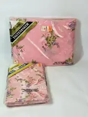 Tastemaker Vintage Double Fitted Sheet & Pillowcase NOS Pink Floral