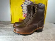 NOS CHIPPEWA MEN'S BROWN 29415 WATERPROOF LOGGER SOFT TOE WORK BOOTS 11 EE