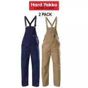 Hard Yakka 2 Pack Foundations Bib Brace Overall Cotton Drill Work Safety Y01010