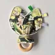 Handmade Baby Crinkle Taggie Teething Ring /Teether / Bunny Ears ~ May Gibbs