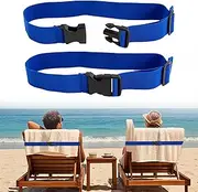 HBJSP 2PCS Adjustable Sun Lounger Bands, Sunbed Towel Straps for Beach Towel, Sunbed Bands Stretchable & Buckle Design, Towel Bands for Sun Loungers, Shirt, Swimsuit & More (Blue)