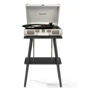 Crosley Cruiser Bluetooth Portable Turntable - White Sands + Crosley Entertainment Stand Bundle