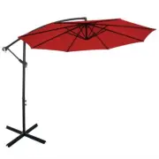 HONEY JOY Cantilever Umbrella 120"Wx96"H Polyester w/ Hardware Waterproof Red
