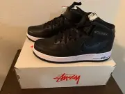 NIB Nike Air Force 1 '07 Mid X Stussy SP QS Shoes Black 8.5 - DJ7840 001