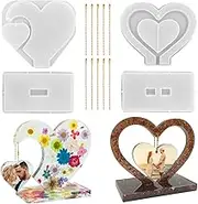 2 Set 3D Photo Frame Resin Molds, FineGood Heart Shape Silicone Molds for Resin, DIY Personalised Picture Frame Epoxy Resin Moulds Art Craft for Wedding Home Decor