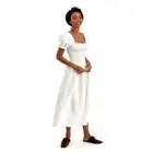 Sleeper Belle Linen Midi Dress Small White