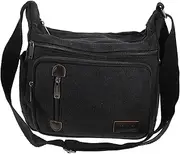 [OATIPHO] Men's Canvas Shoulder Bag Business Crossbody Satchel Large Capacity Document File Bag Sling Backpack