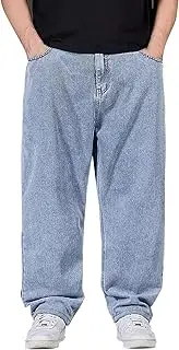 [Generic] Jean Cut Straight Fit Pants Men Size Casual Men's Straight Large Men's Pants Big and Tall Pants