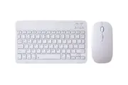 Portable Bluetooth Slim Wireless Keyboard + Mouse 2-in-1 Combo for Tablets, Smartphones, PCs, Smart TVs, White